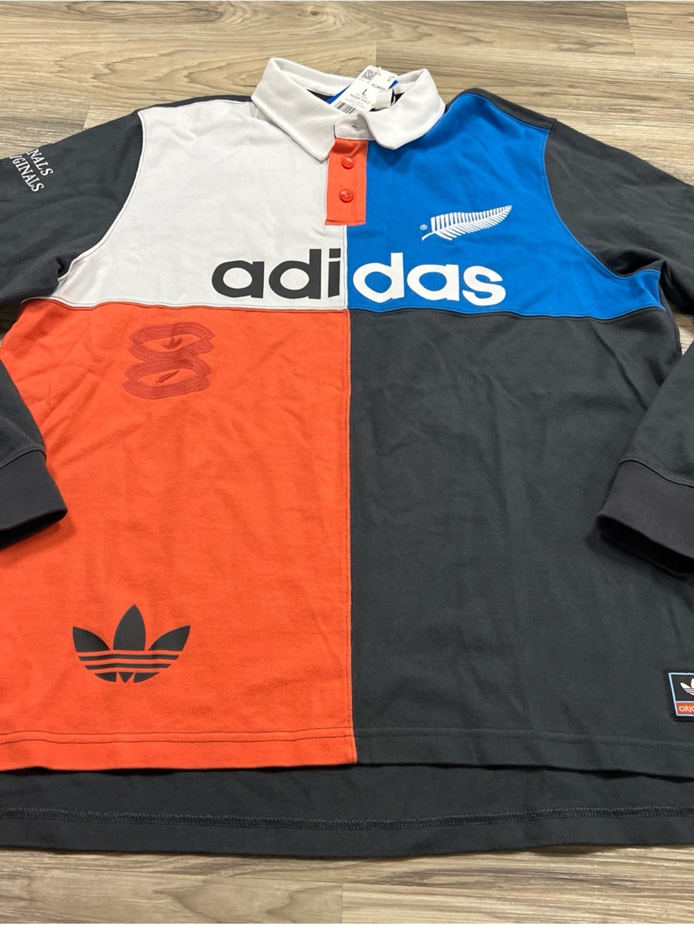 Adidas Originals All Blacks Rugby Polo Shirt Long Sleeve Men's Large NWT KG4638